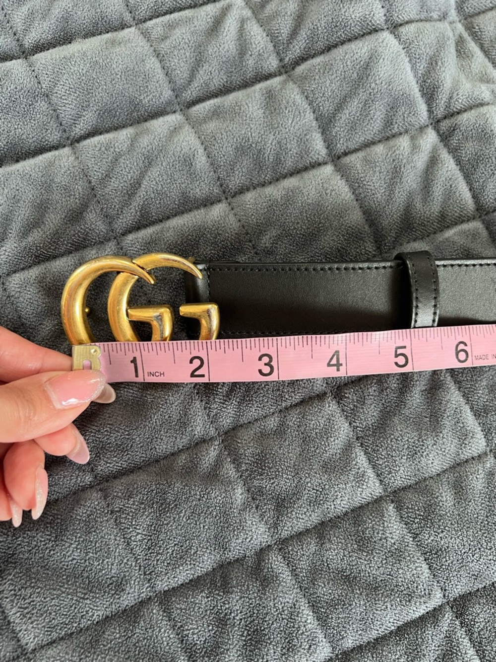 Gucci GG monogram belt black gold 32” - 36” small medium - Picture 7 of 9